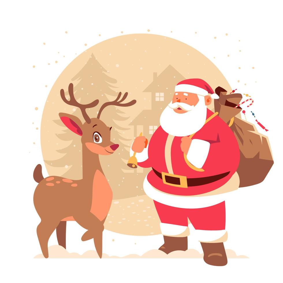 Papai Noel e seu cervo vetor