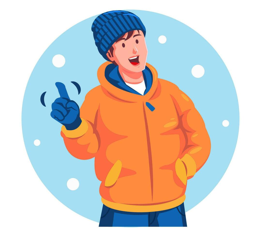 ilustração do uma Adolescência Garoto vestindo inverno roupas vetor