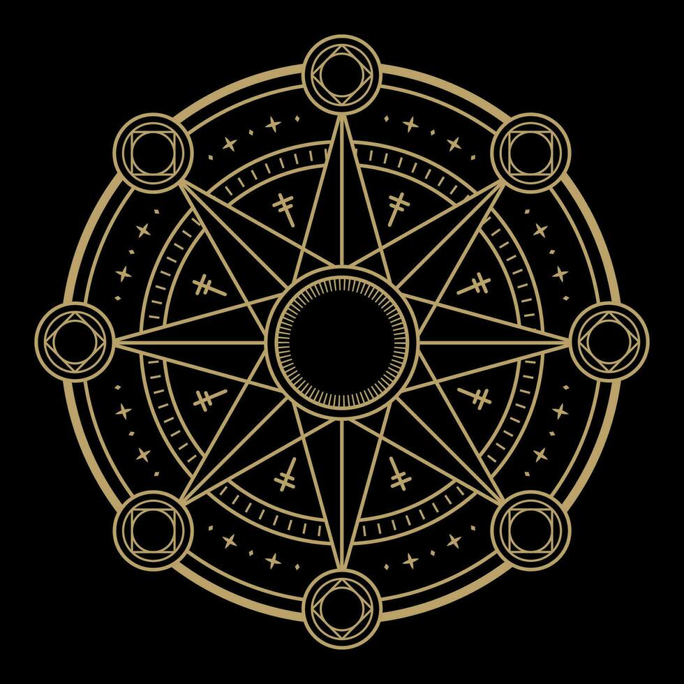 misterioso abstrato dourado sagrado mágico círculo símbolo vetor