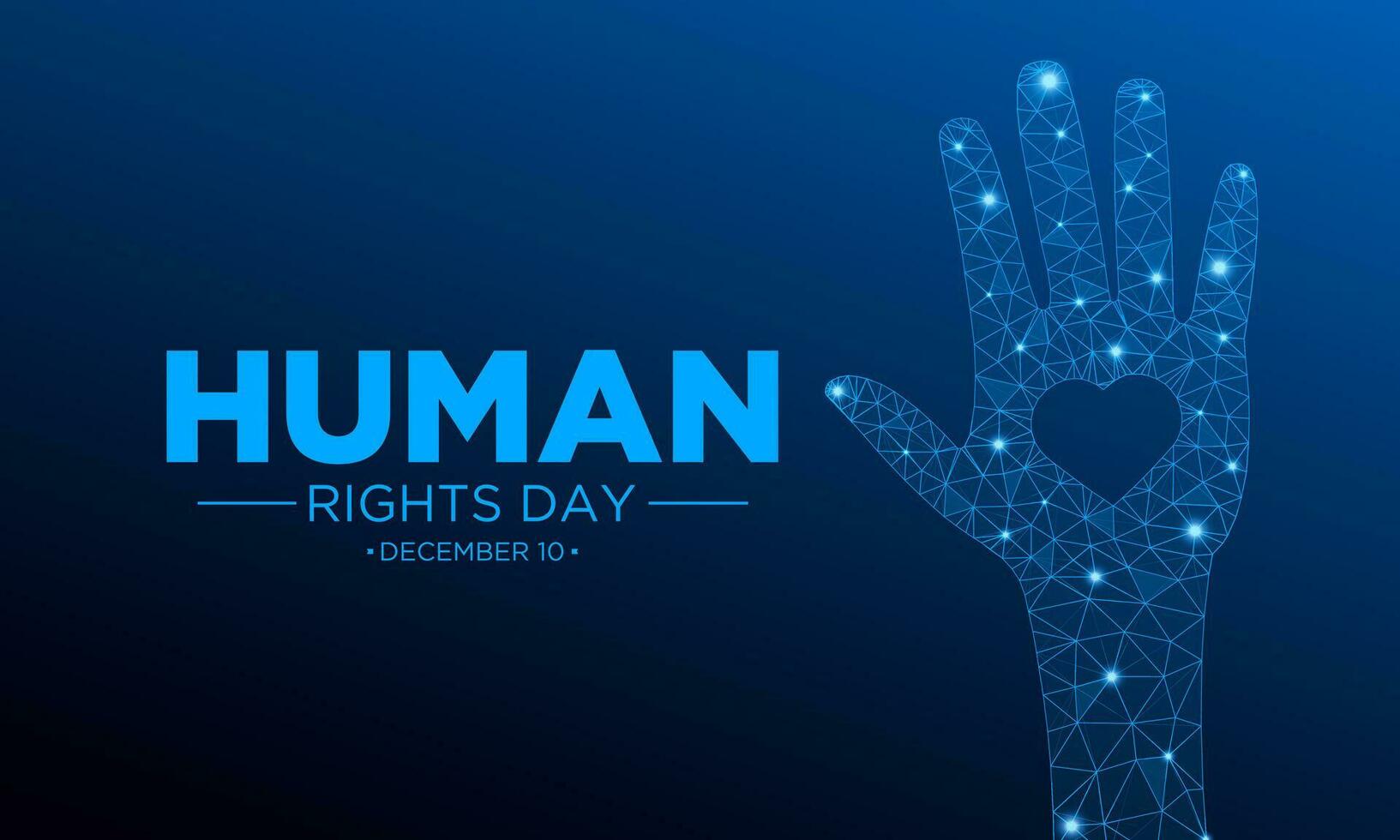 humano direitos dia é observado cada ano em dezembro 10. vetor ilustração em a tema do internacional humano direitos dia. modelo para bandeira, cumprimento cartão, poster com fundo.