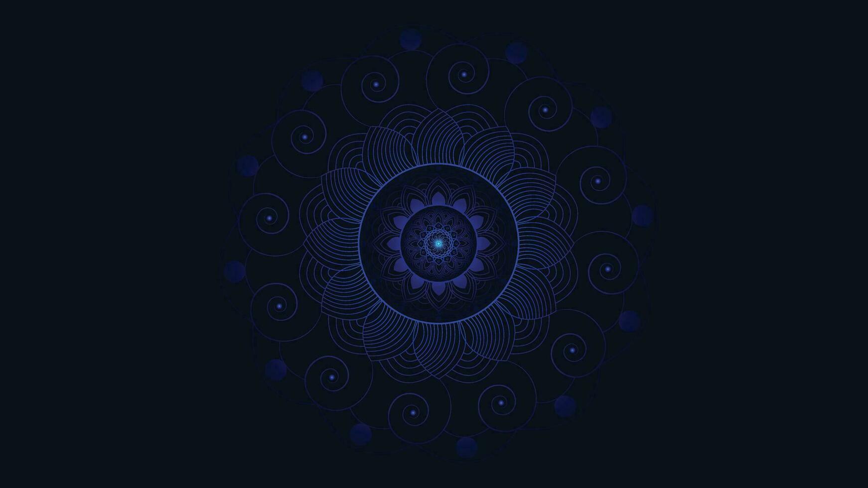 abstrato volta logotipo tipo azul gradiente sombra mandala dentro Sombrio azul fundo. vetor