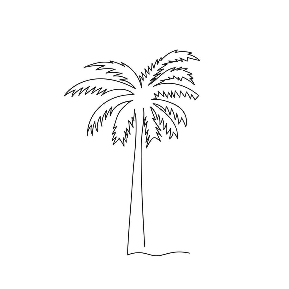 uma uma linha desenhando Palma árvore conceito contínuo linha desenhar vetor ilustração