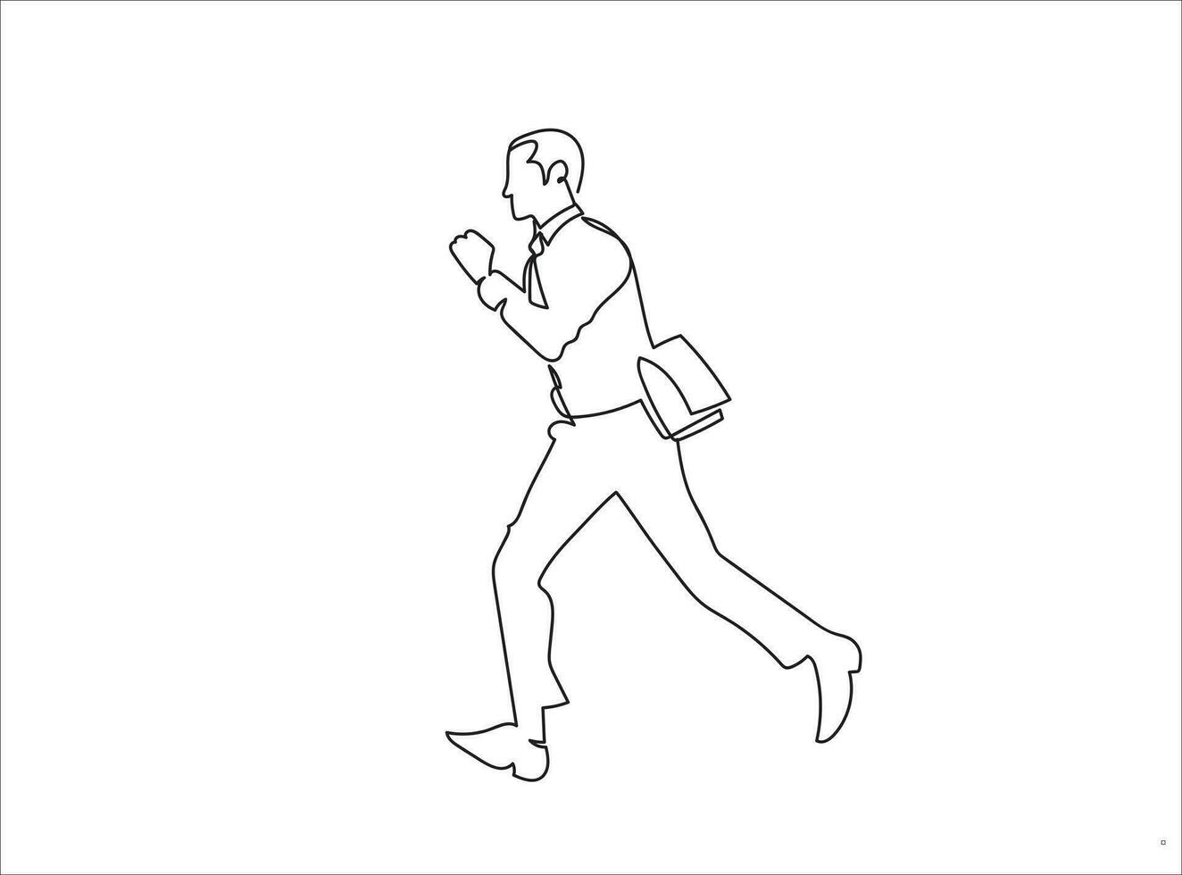 homem correndo velozes para escritório contínuo linha desenhando vetor