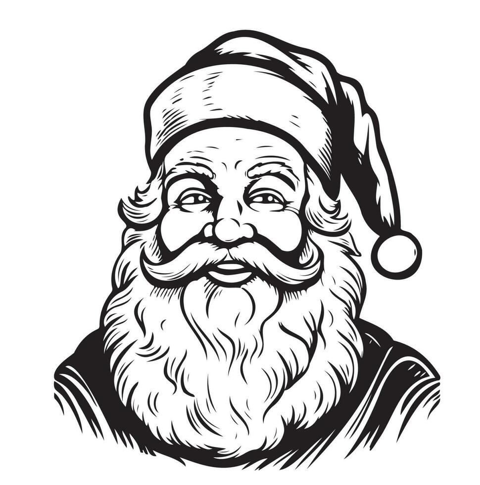 santa claus cabeça mão desenhado esboço Novo ano ilustração símbolos e sinais vetor