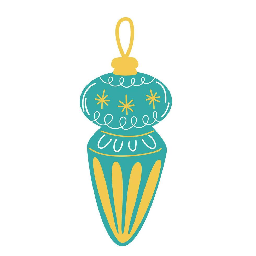 Natal decorações. Natal colorida azul e amarelo bola. vetor ilustração dentro desenho animado plano estilo. vintage retro elementos.