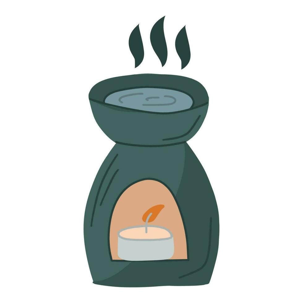 aroma lâmpada, spa tratamento, aromaterapia, óleos.o só vetor ilustração para uma spa salão.