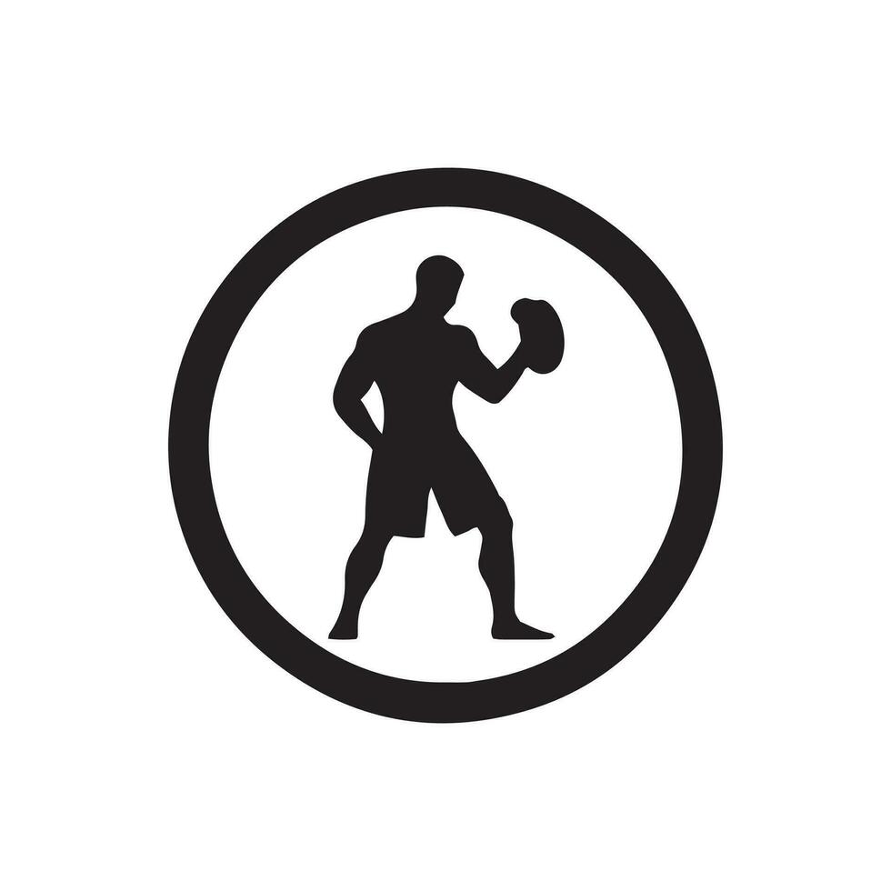 logotipo do homem ícone vetor silhueta isolado Projeto dentro círculo fisiculturista, Academia conceito Preto ícone