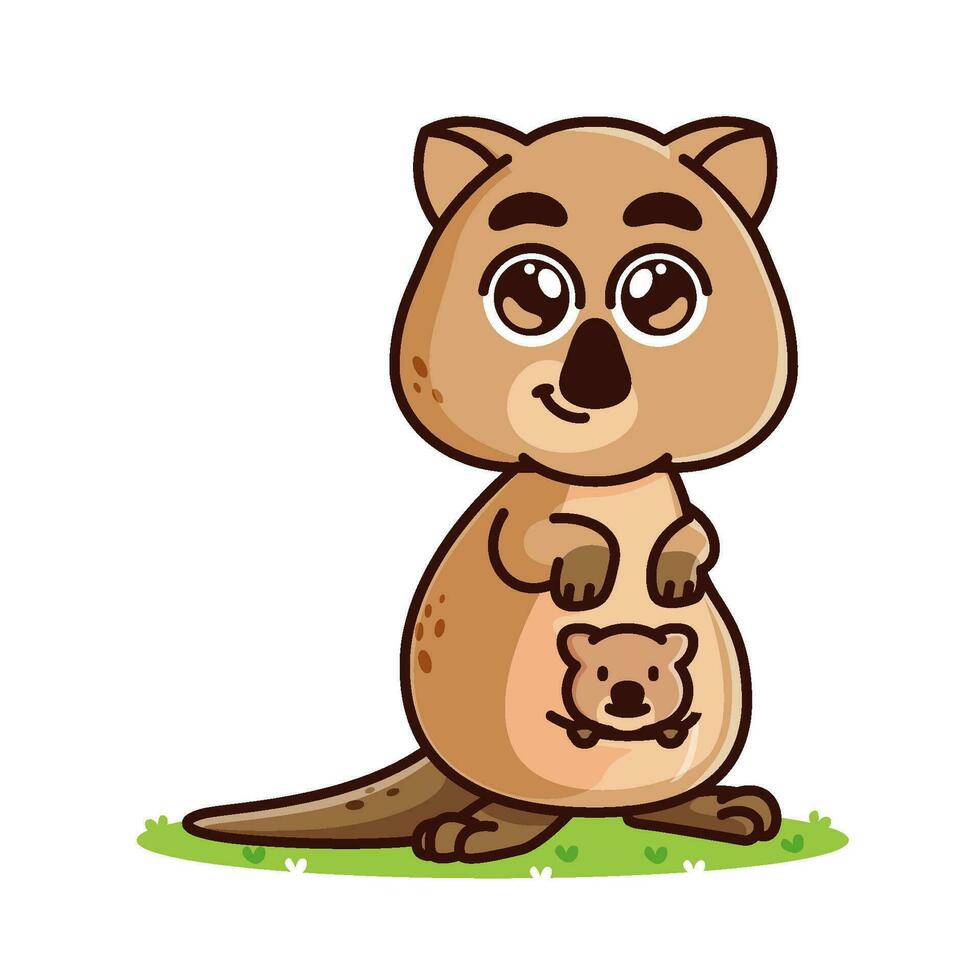 fofa quokka desenho animado, animal alfabeto fofa desenho animado vetor