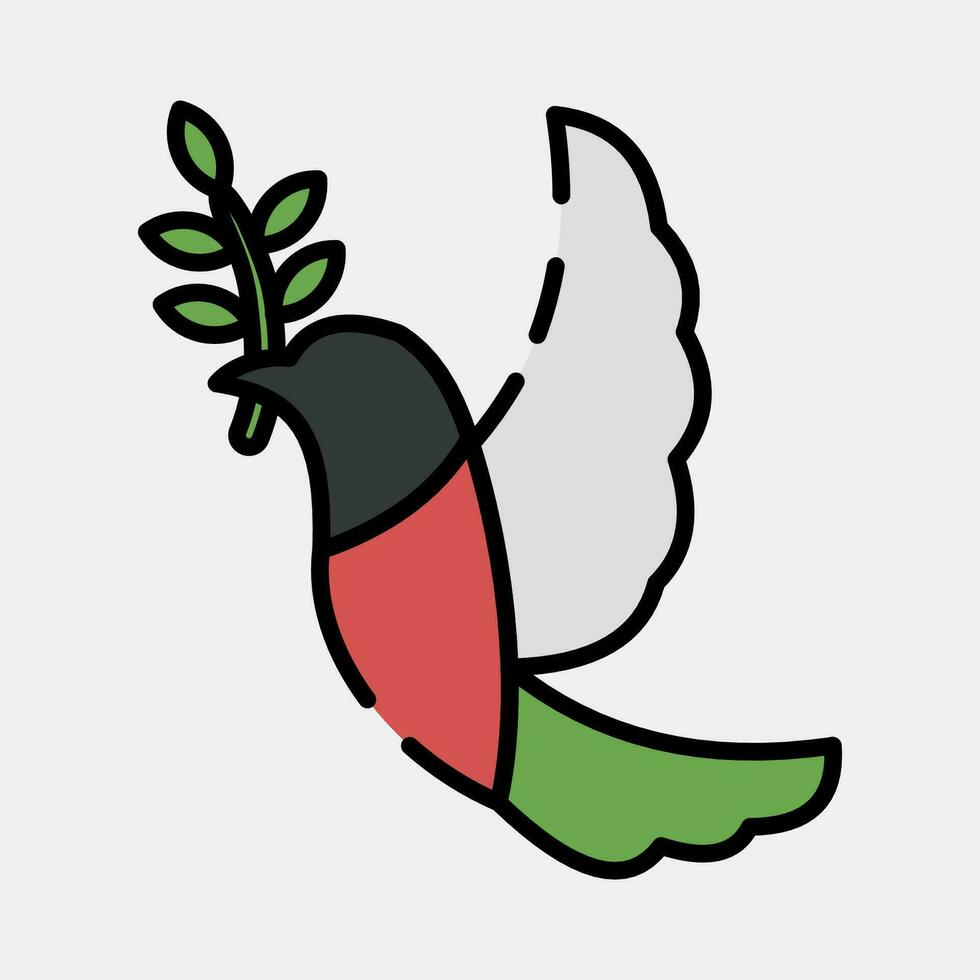 ícone uma pomba carregando a Oliva ramo. Palestina elementos. ícones dentro preenchidas linha estilo. Boa para impressões, cartazes, logotipo, infográficos, etc. vetor