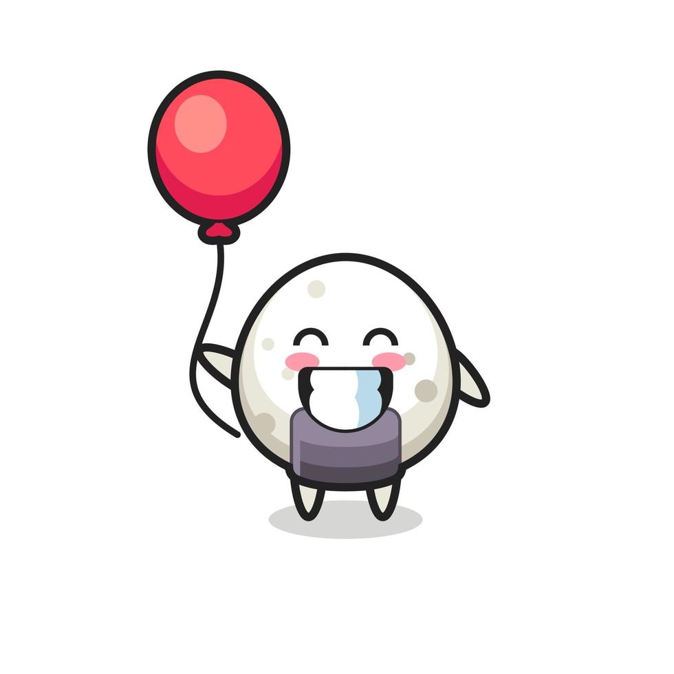 ilustração do mascote onigiri jogando balão vetor