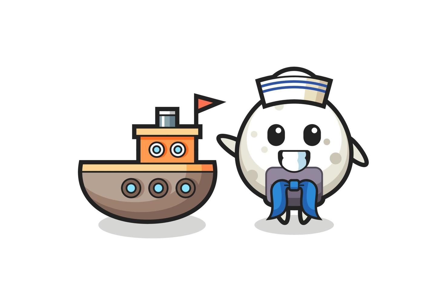 personagem mascote de onigiri como um marinheiro vetor