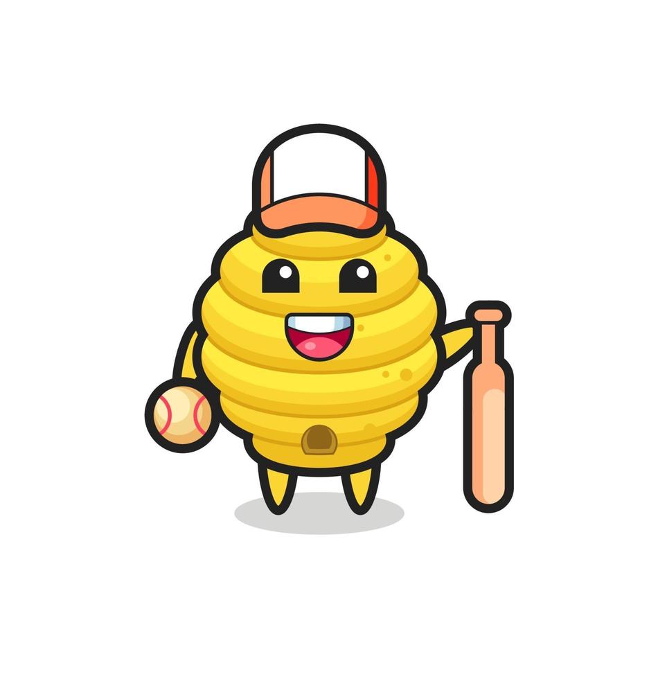 personagem de desenho animado da colmeia de abelhas como jogador de beisebol vetor