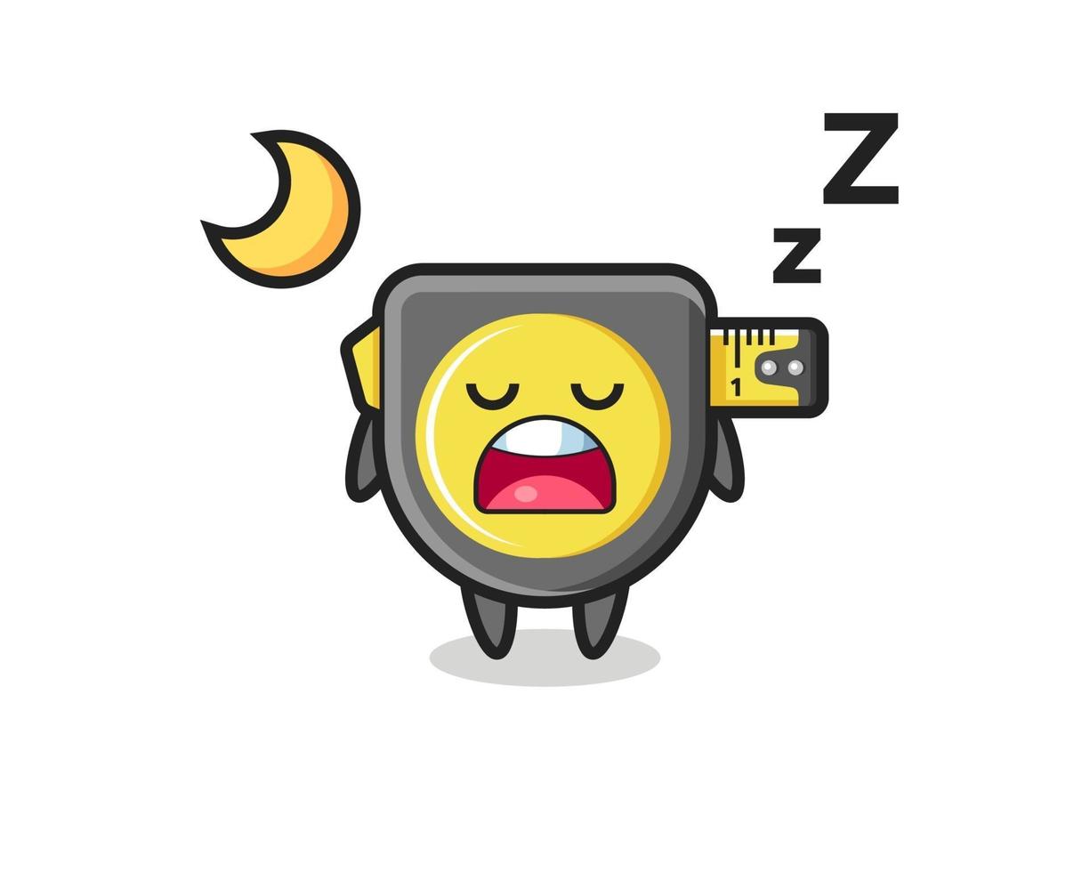 ilustração de personagem com fita métrica dormindo à noite vetor