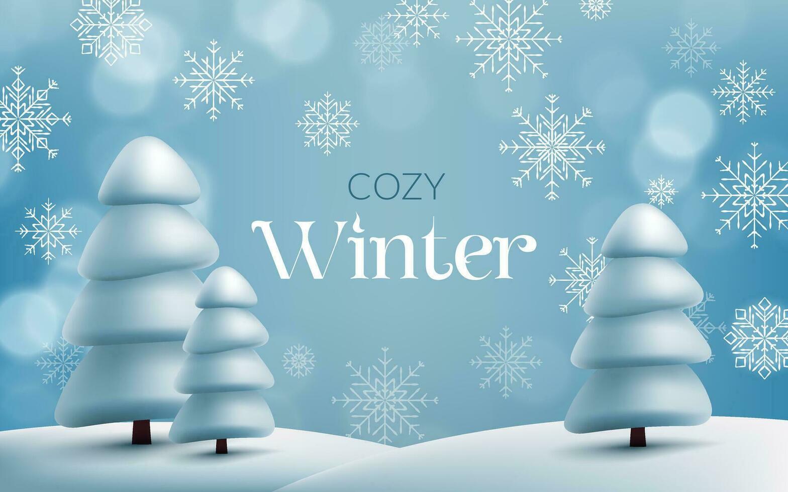 Nevado panorama com uma pinho árvore, 3d ilustração dentro uma acolhedor inverno contexto. azul céu, flocos de neve, e uma Nevado colina, criando uma festivo e frio clima cena. não ai gerado. vetor