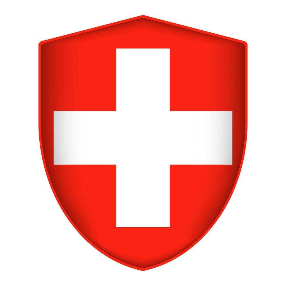 Suíça bandeira dentro escudo forma. vetor ilustração.