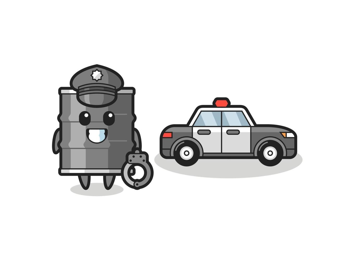 desenho animado mascote de tambor de óleo como policial vetor