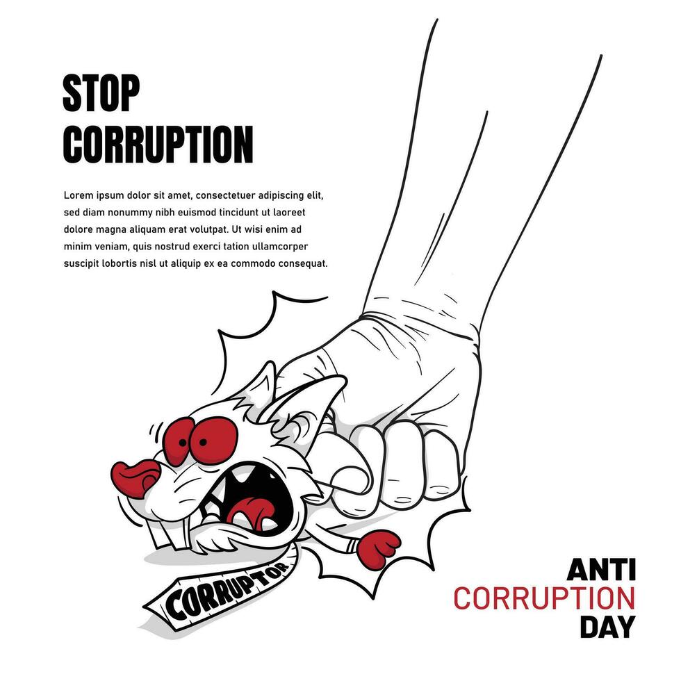 soco a rato vetor ilustração para mundo anticorrupção dia campanha Projeto