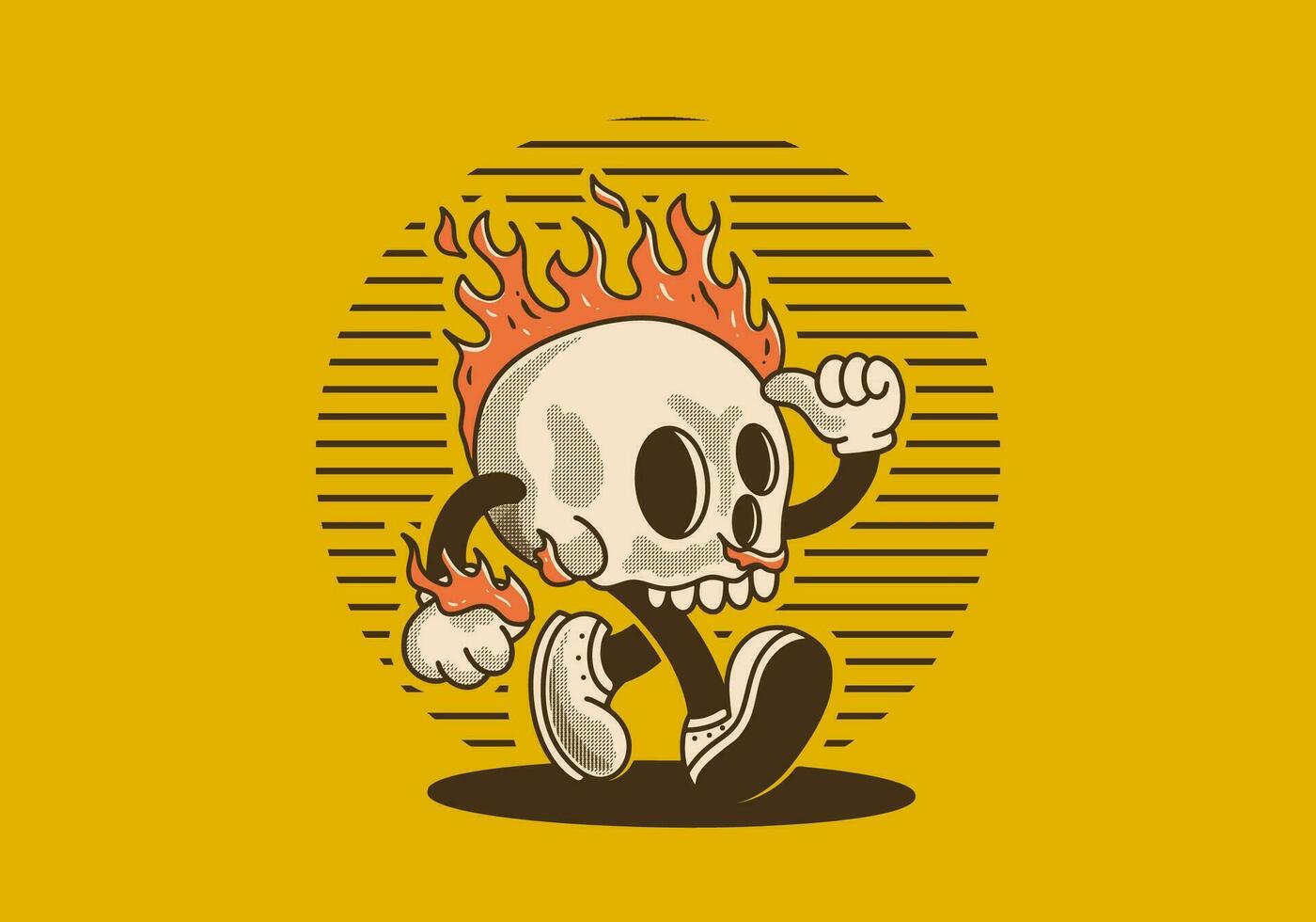 mascote personagem ilustração do queimando crânio vetor