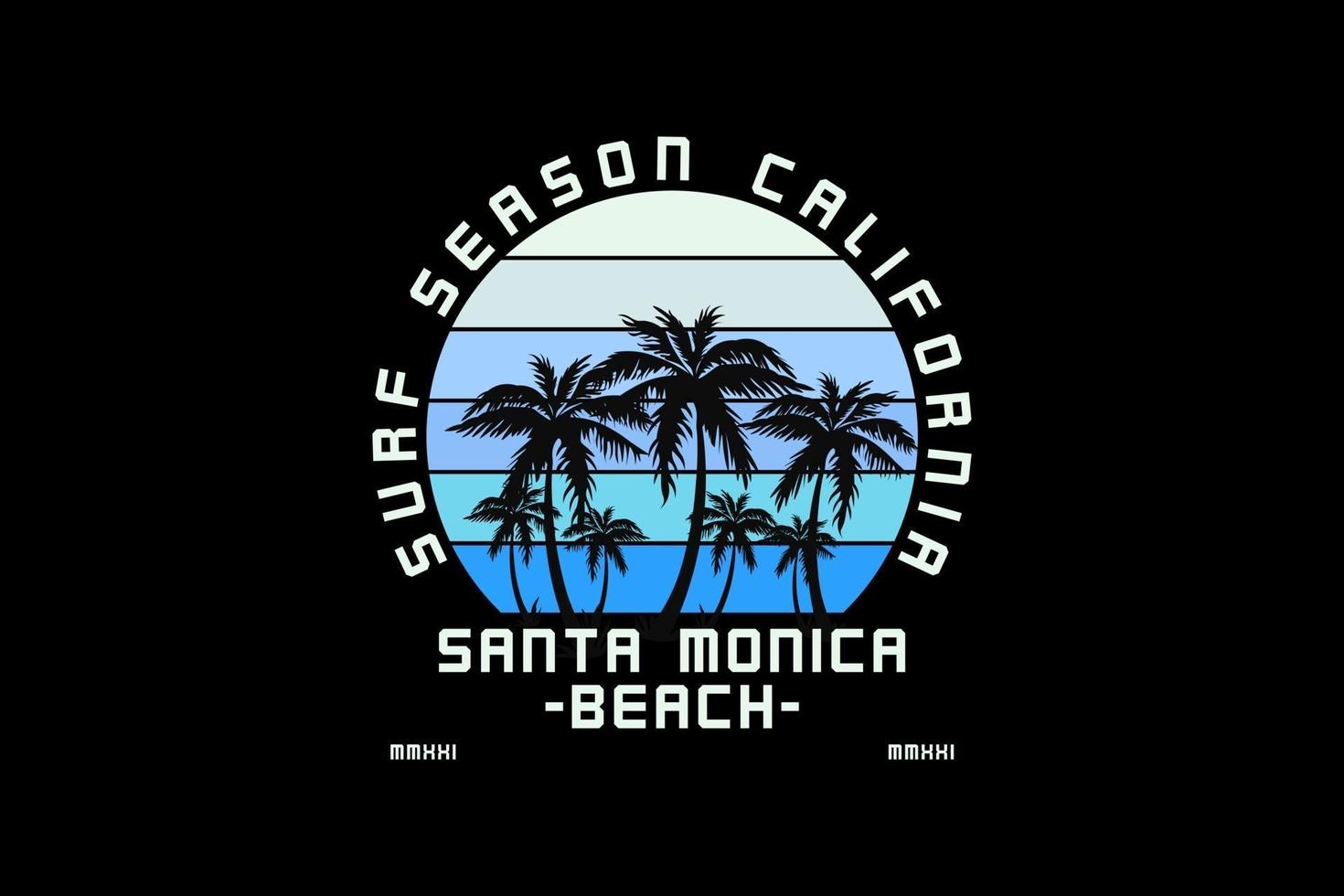 17. temporada de surf na Califórnia, silhueta retro estilo vintage vetor