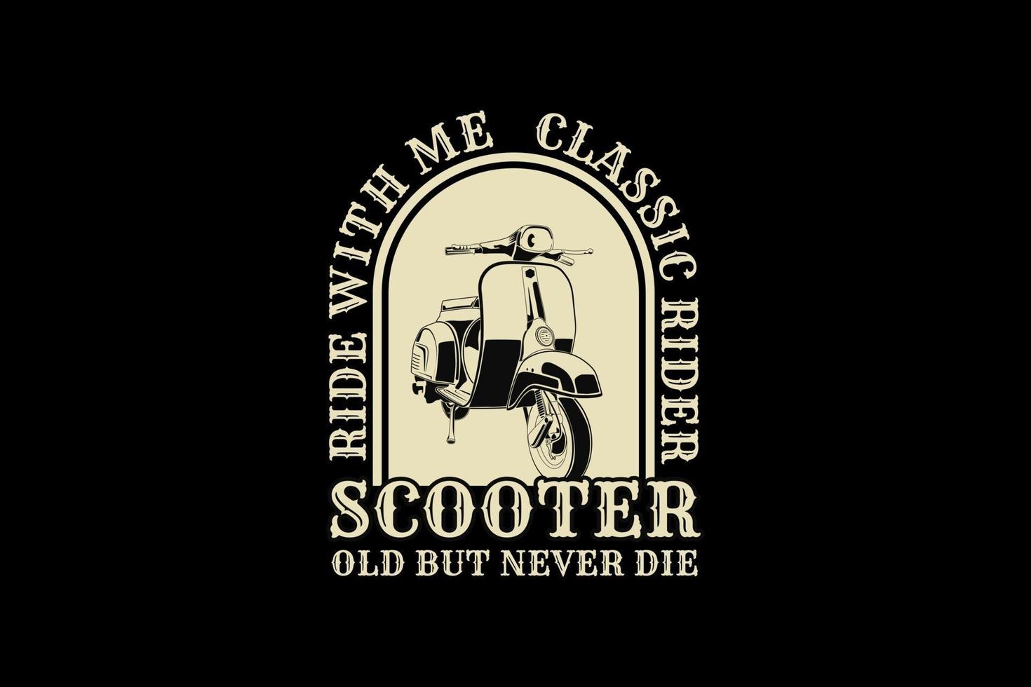 scooters, design silhueta estilo retro. vetor