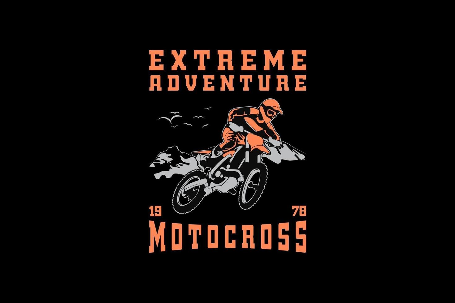 .extreme adventure motocross, design silhouette estilo retro vetor