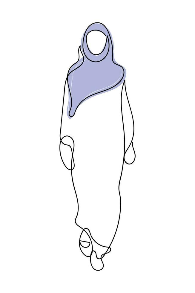 linha arte vetor do muçulmano mulher. hijab é muçulmano mulher orgulho.