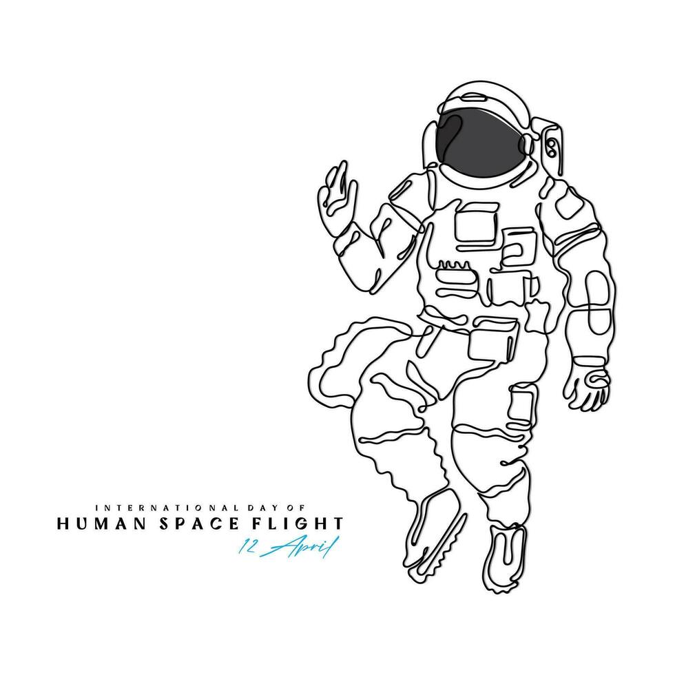 astronautas linha arte vetor. internacional dia do humano espaço voo. vetor