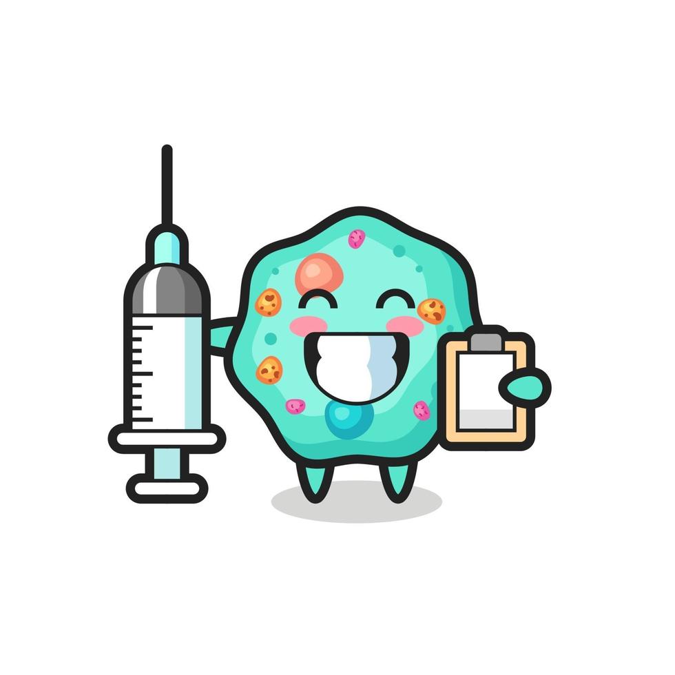 ilustração mascote da ameba como médico vetor