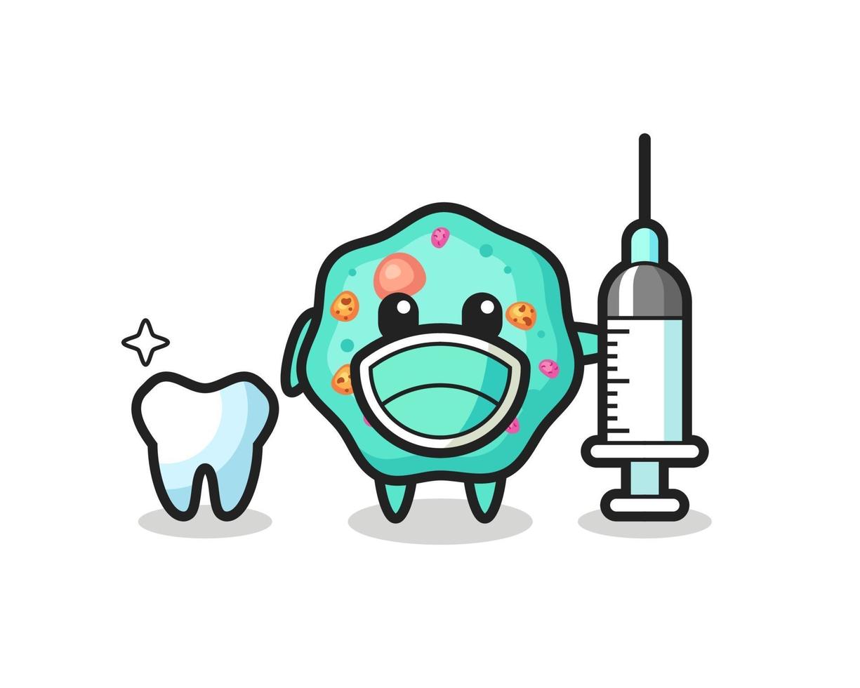 personagem mascote da ameba como dentista vetor