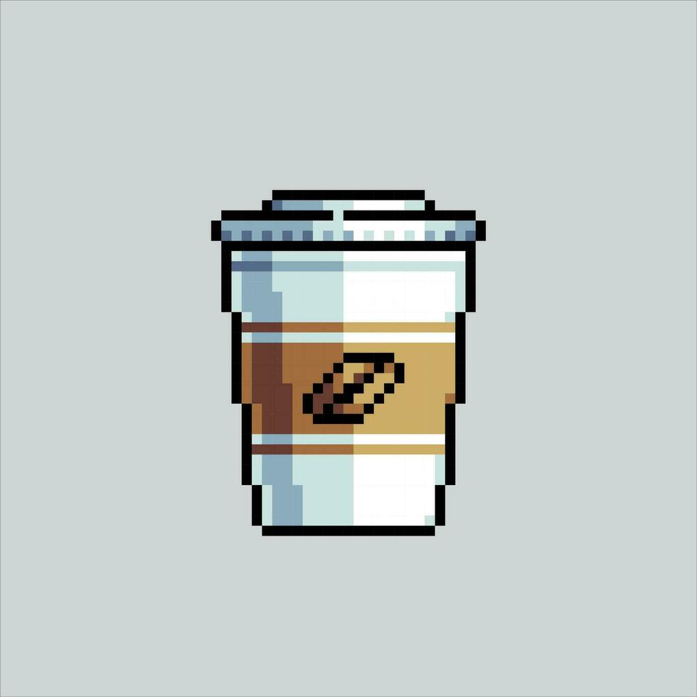 pixel arte ilustração copo do café. pixelizada café. uma copo do café pixelizada para a pixel arte jogos e ícone para local na rede Internet e vídeo jogo. velho escola retrô. vetor