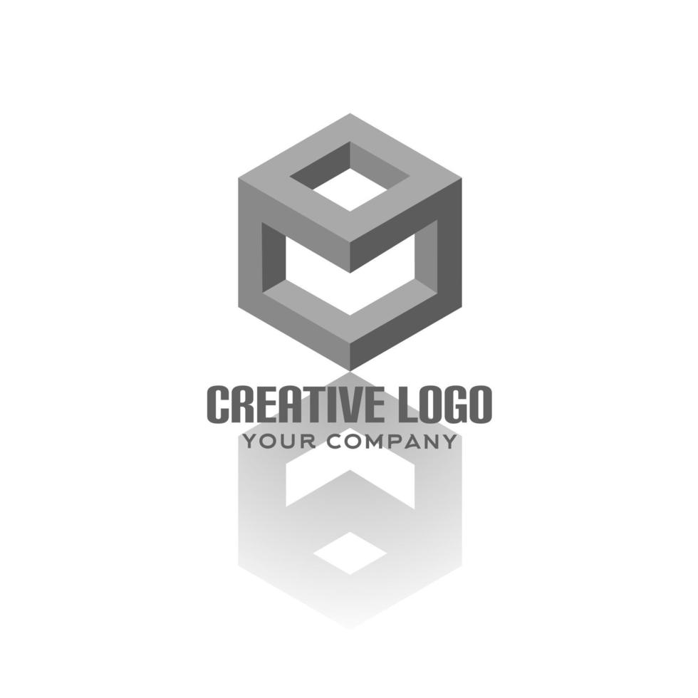 elementos de design de logotipo criativo, estilo 3D, com forma de hexágono vetor