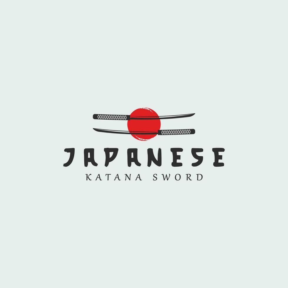 japonês espada logotipo vintage vetor ilustração conceito modelo ícone Projeto