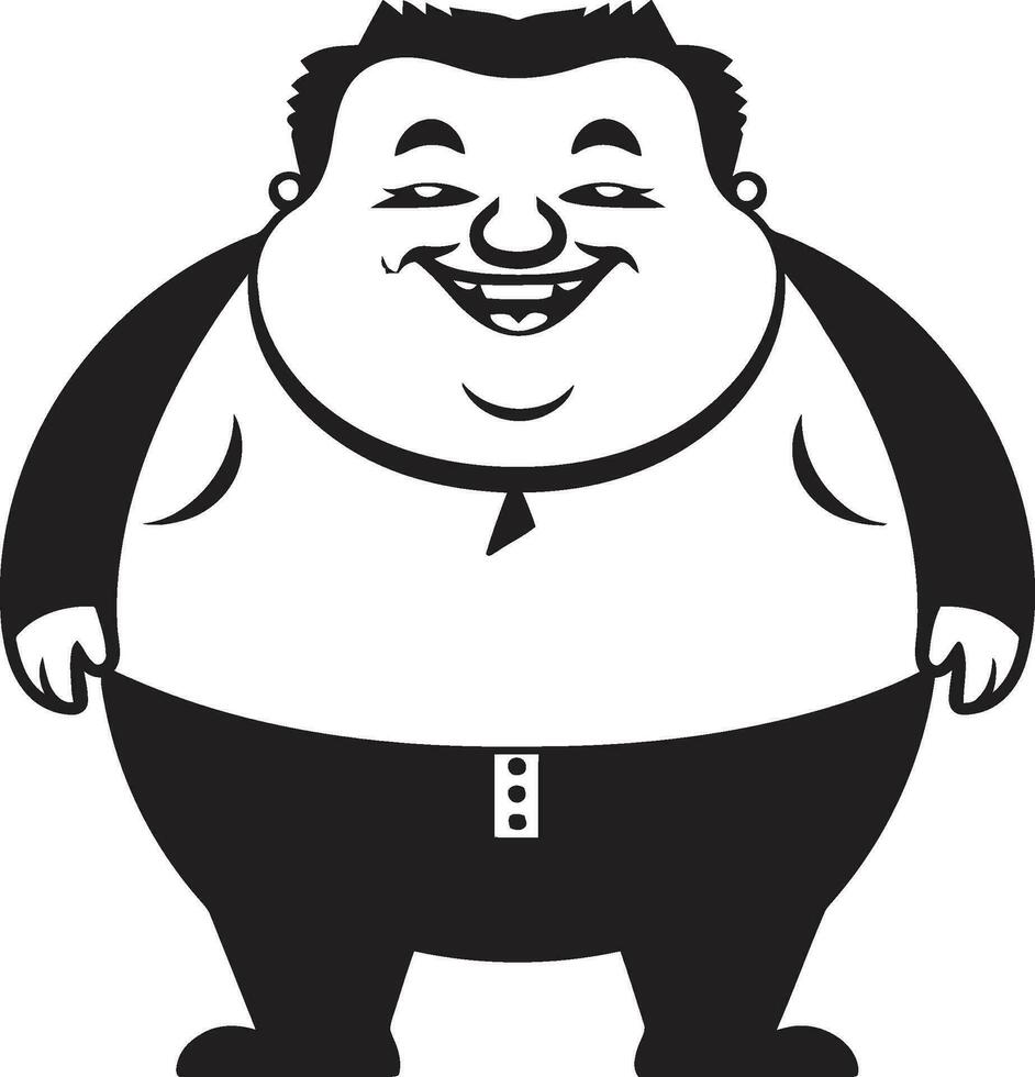 volta rebelde vetor logotipo do uma corpulento cavalheiro gordo charme Preto vetor Projeto para obesidade consciência