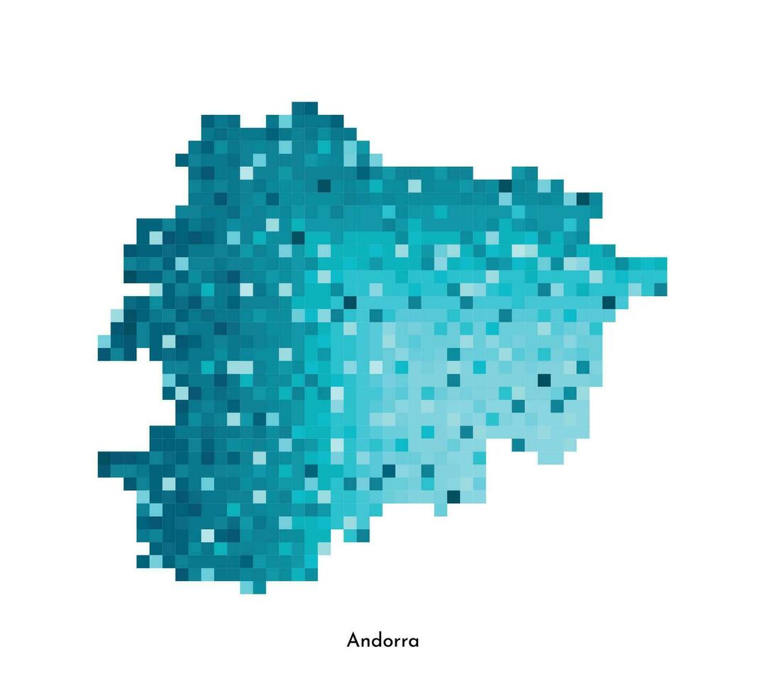 vetor isolado geométrico ilustração com simplificado gelado azul silhueta do andorra mapa. pixel arte estilo para nft modelo. pontilhado logotipo com gradiente textura para Projeto em branco fundo