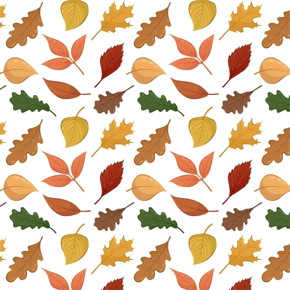desatado padronizar do outono folhas em uma branco fundo. outono padronizar dentro plano estilo. vetor