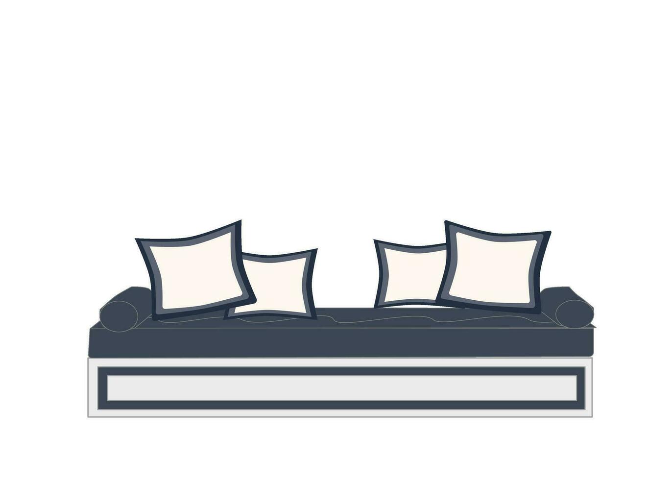 marinha azul sofá com branco azul almofadas para interior Projeto conceito vetor