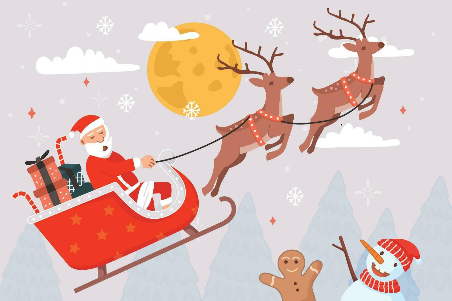 santa claus trenó conceito ilustração vetor