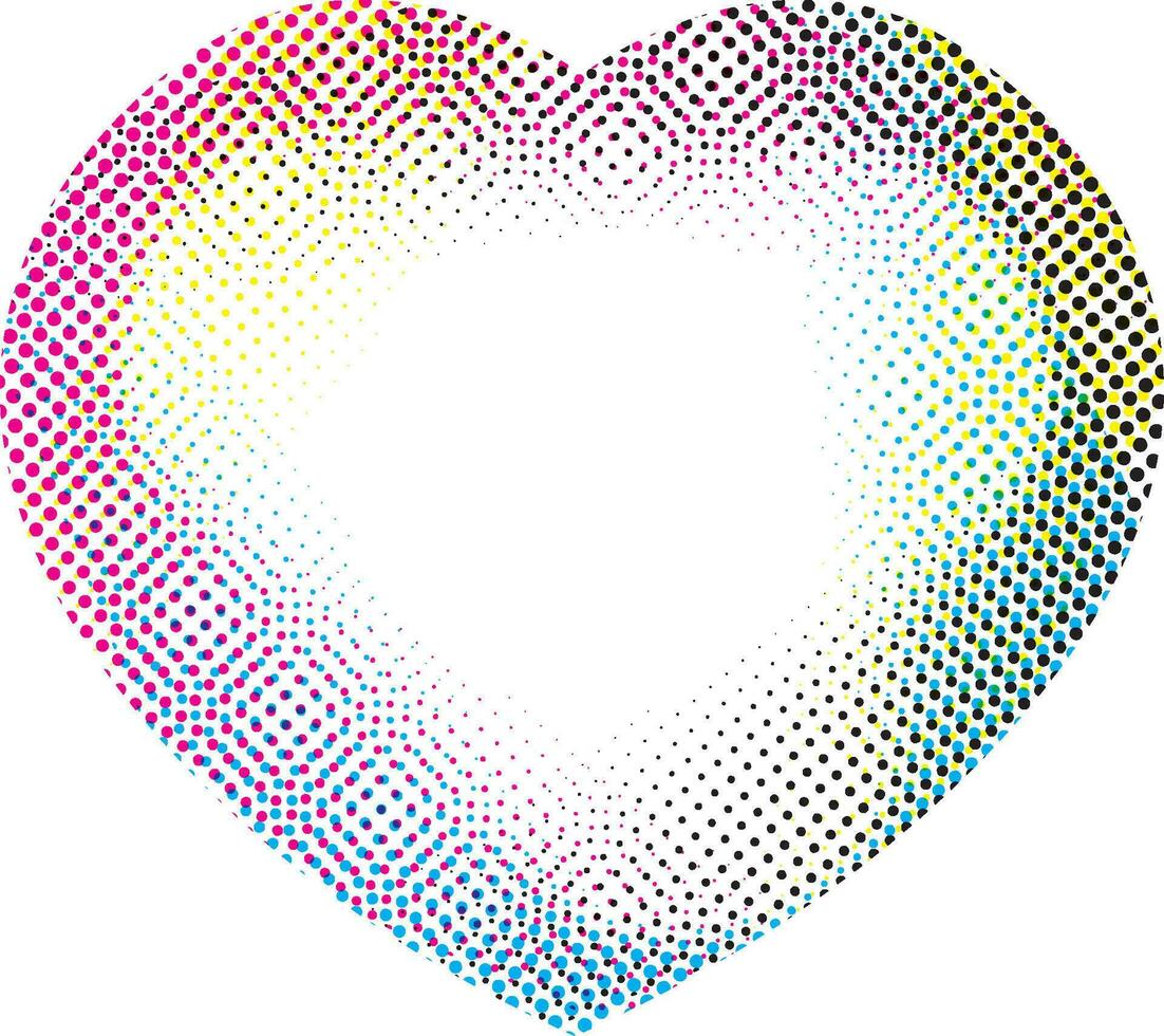 meio-tom coração vetor projeto, colorida coração com meio-tom pontos em branco fundo. vetor ilustração.