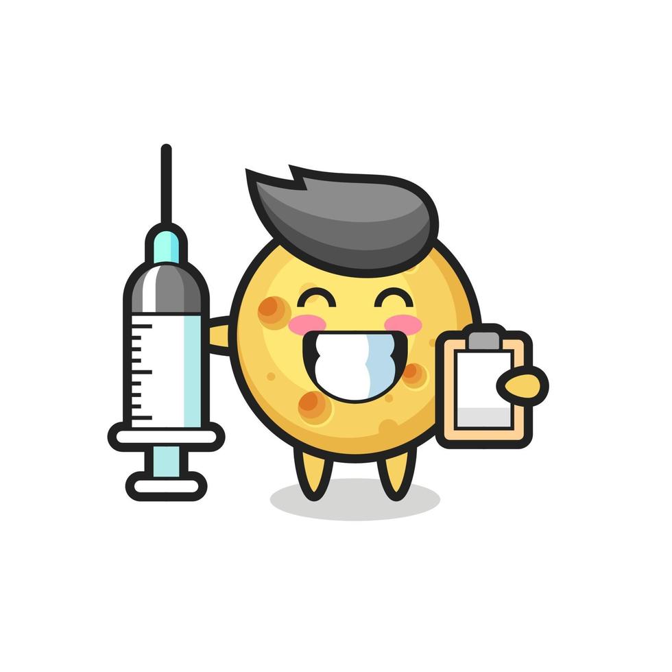 ilustração mascote de queijo redondo como médico vetor