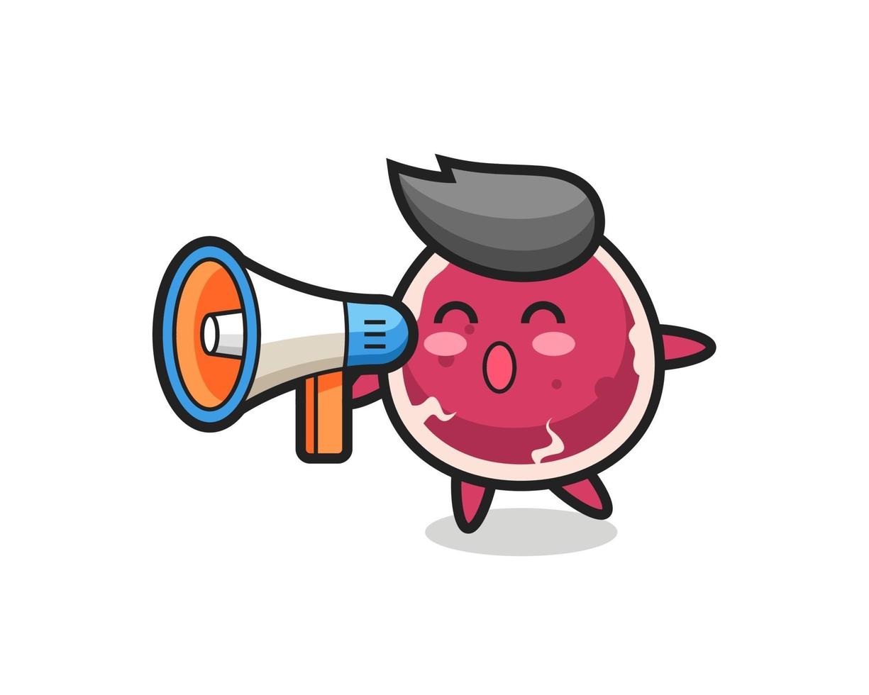 ilustração de personagem de carne segurando um megafone vetor