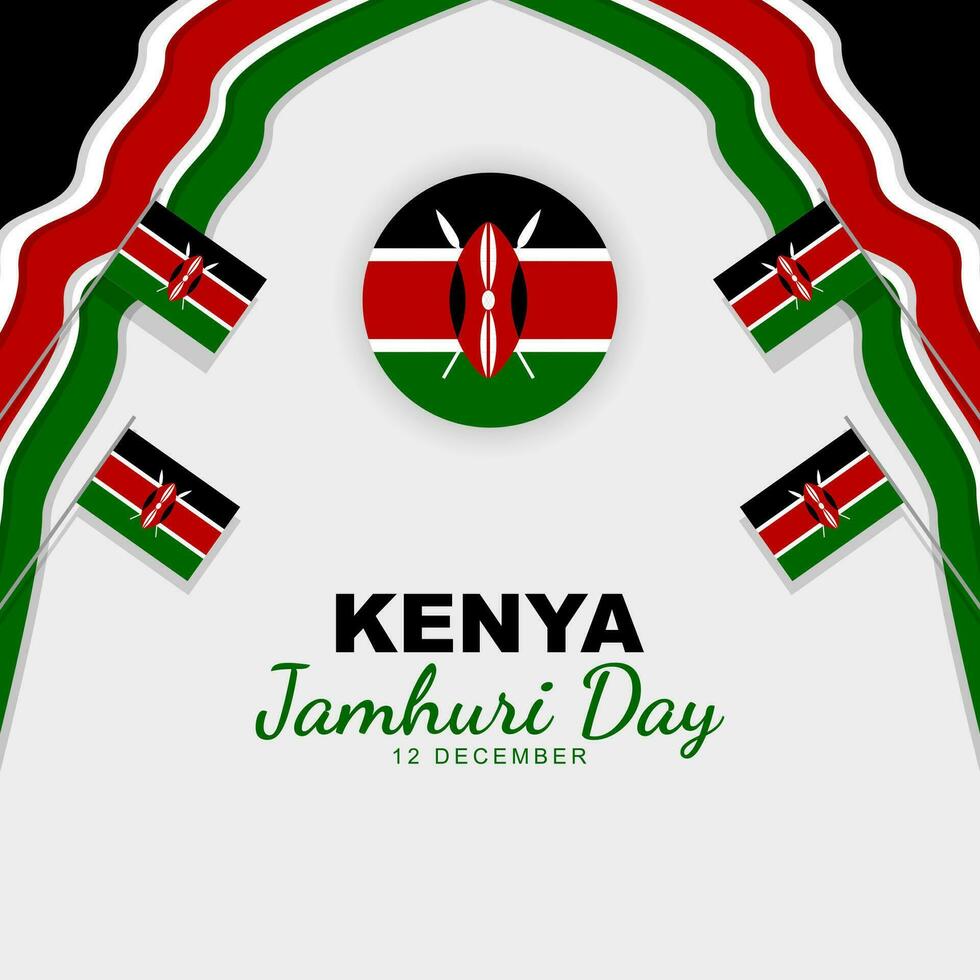 Quênia Jamhuri dia é célebre cada ano em 12 dezembro. cumprimento cartão poster com Quênia bandeira. vetor ilustração