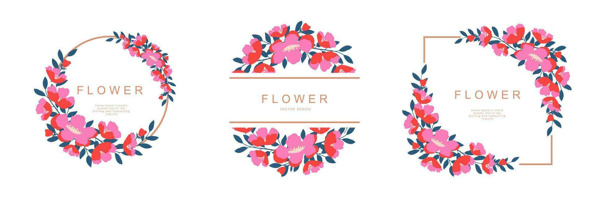 floral modelo conjunto para poster, cartão, cobrir, rótulo, bandeira, convite dentro lindo luxo botânico estilo e elegante jardim vetor Projeto quadro, Armação com flores e plantas.