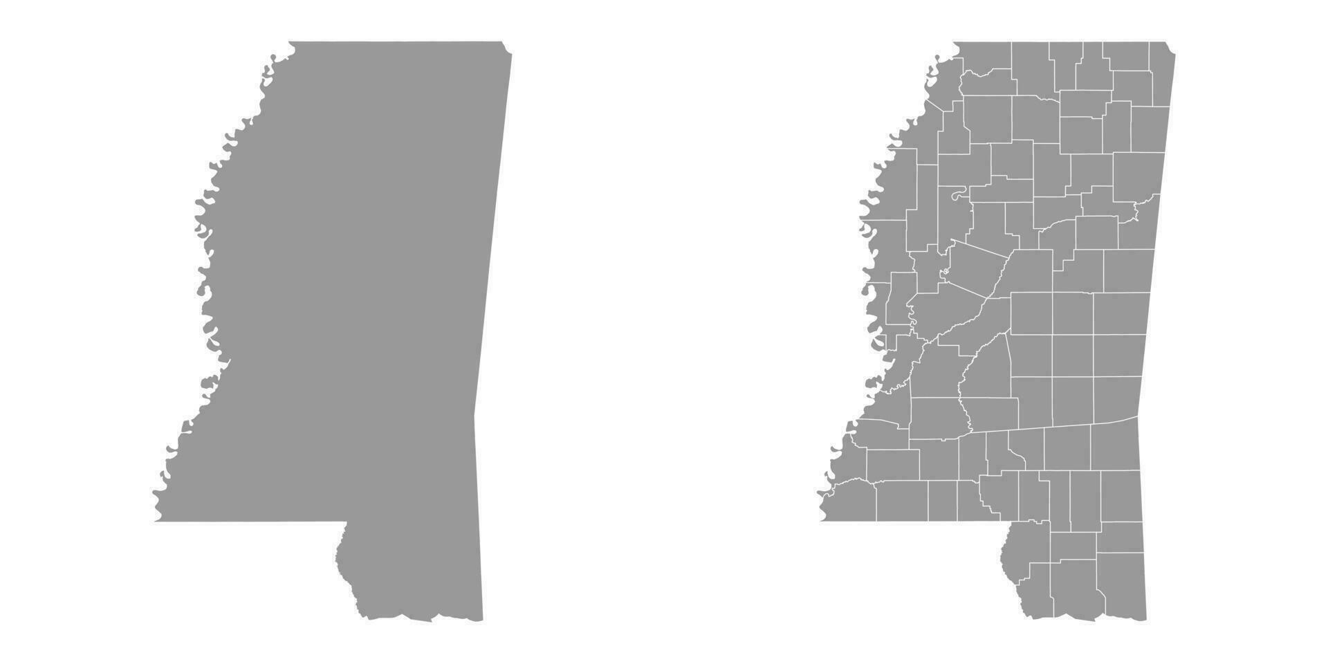 Mississippi Estado cinzento mapas. vetor ilustração.