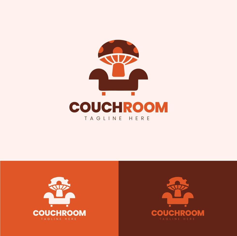 conceito de vetor de design de ícone de logotipo de sofá cogumelo