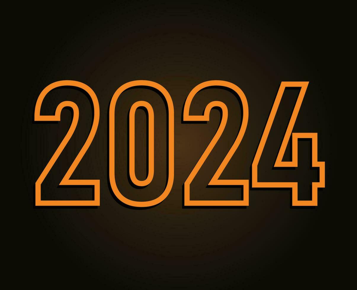 2024 feliz Novo ano abstrato laranja gráfico Projeto vetor logotipo símbolo ilustração com Castanho fundo