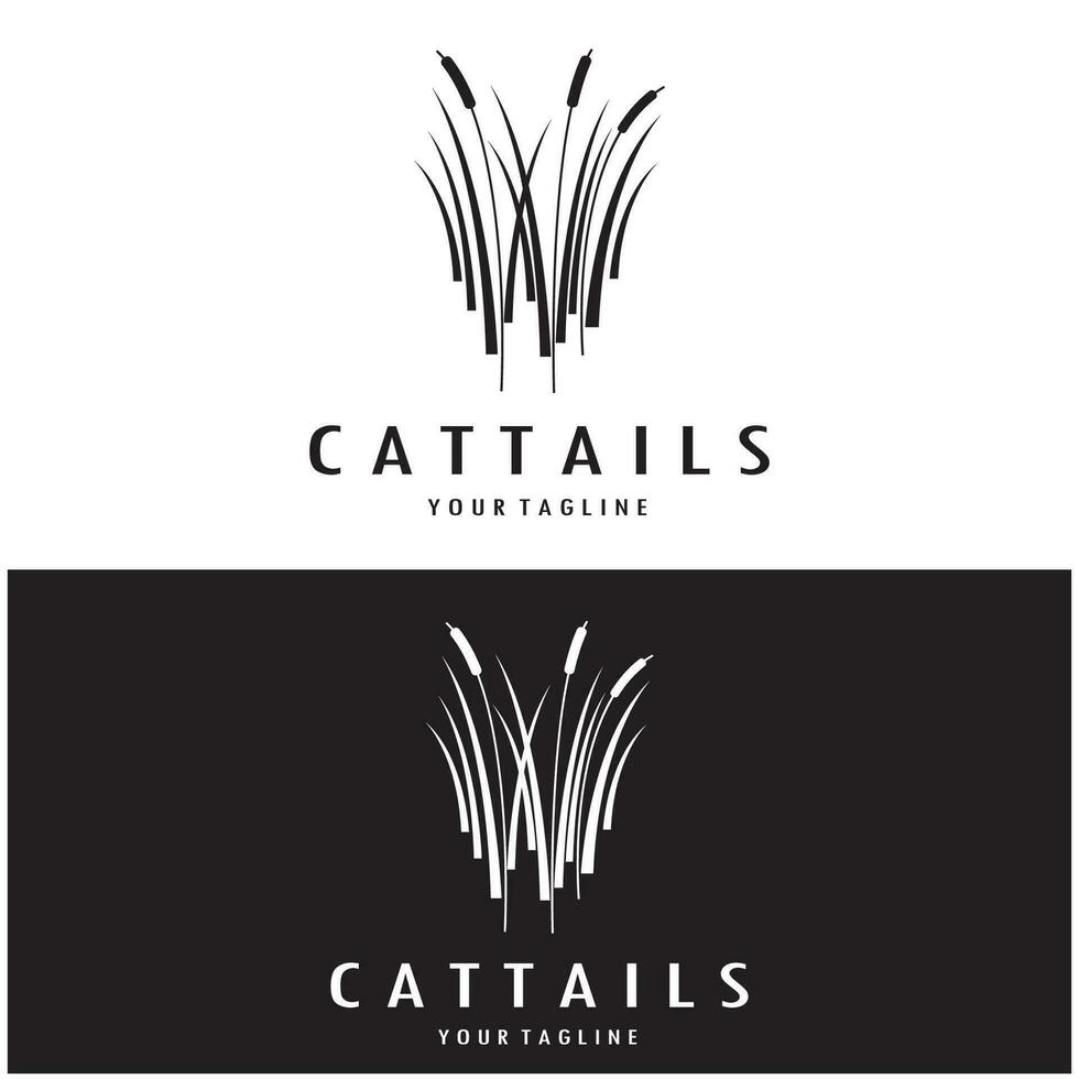 cattails ou rio cana Relva plantar logotipo projeto, aquático plantas, pântano, selvagem Relva vetor