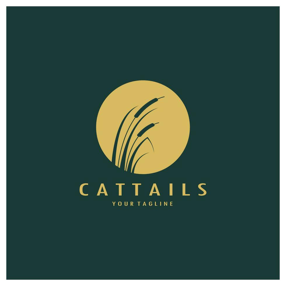 cattails ou rio cana Relva plantar logotipo projeto, aquático plantas, pântano, selvagem Relva vetor