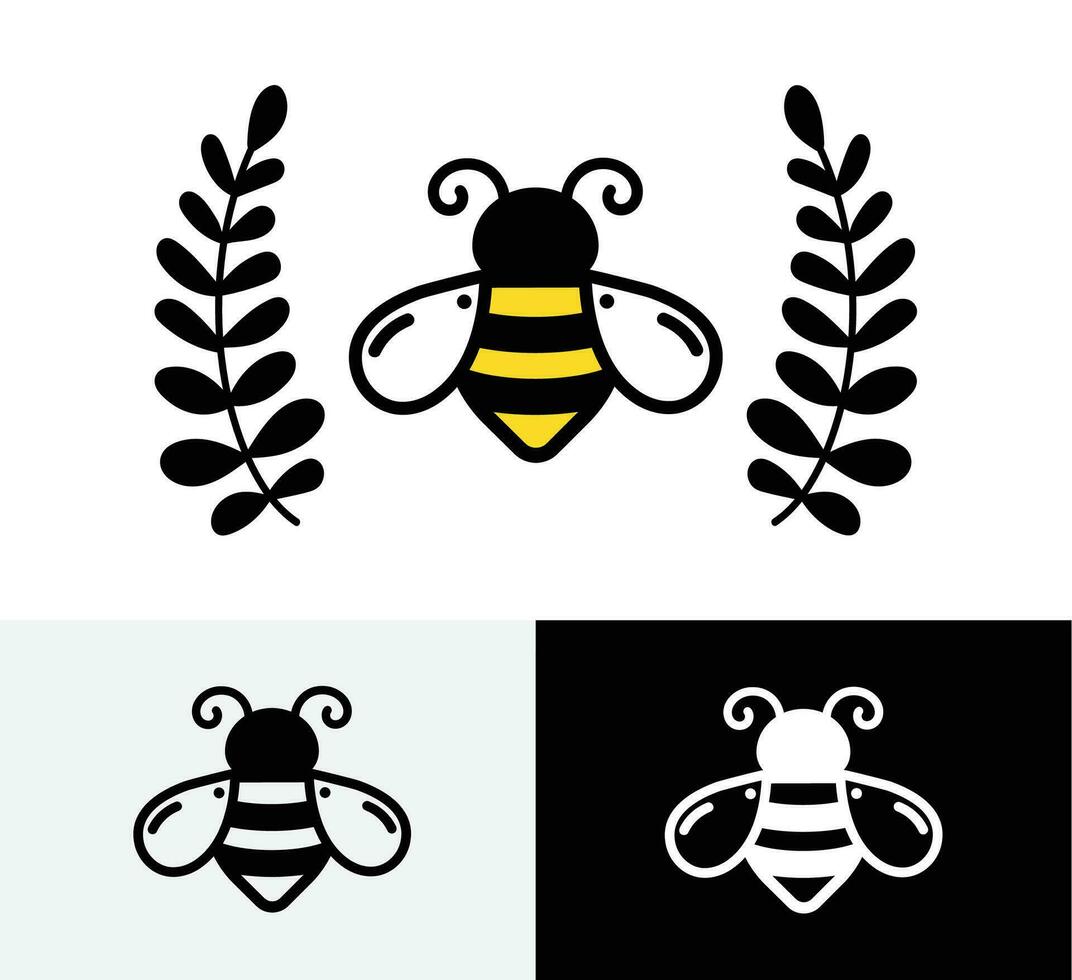 querida abelha e louro, fofa moderno abelha desenho animado, bumble abelha logotipo Projeto vetor