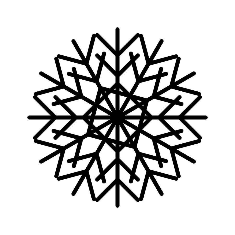 floco de neve simples de linhas pretas. decoração festiva de ano novo e natal vetor