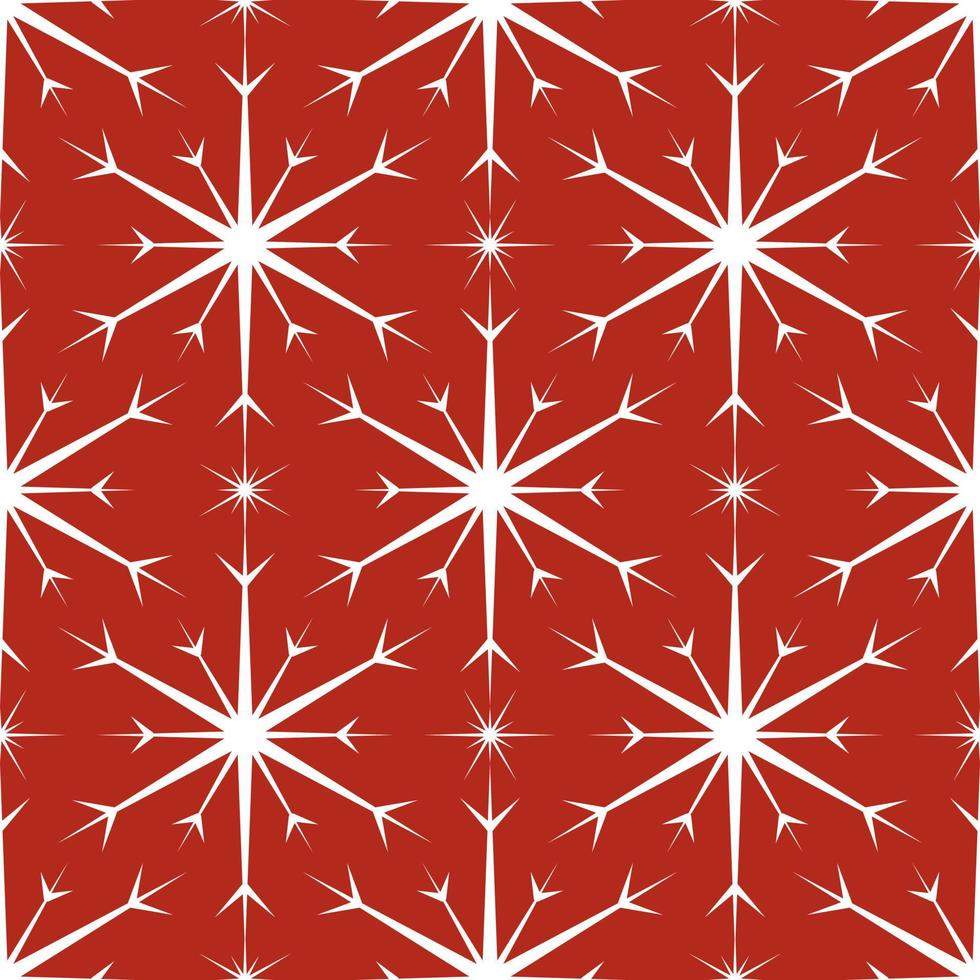 padrão sem emenda com flocos de neve brancos sobre fundo vermelho vetor
